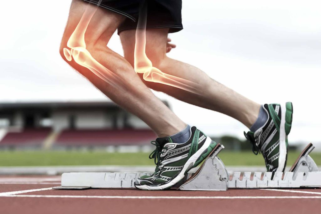 highlighted bones of man about to race